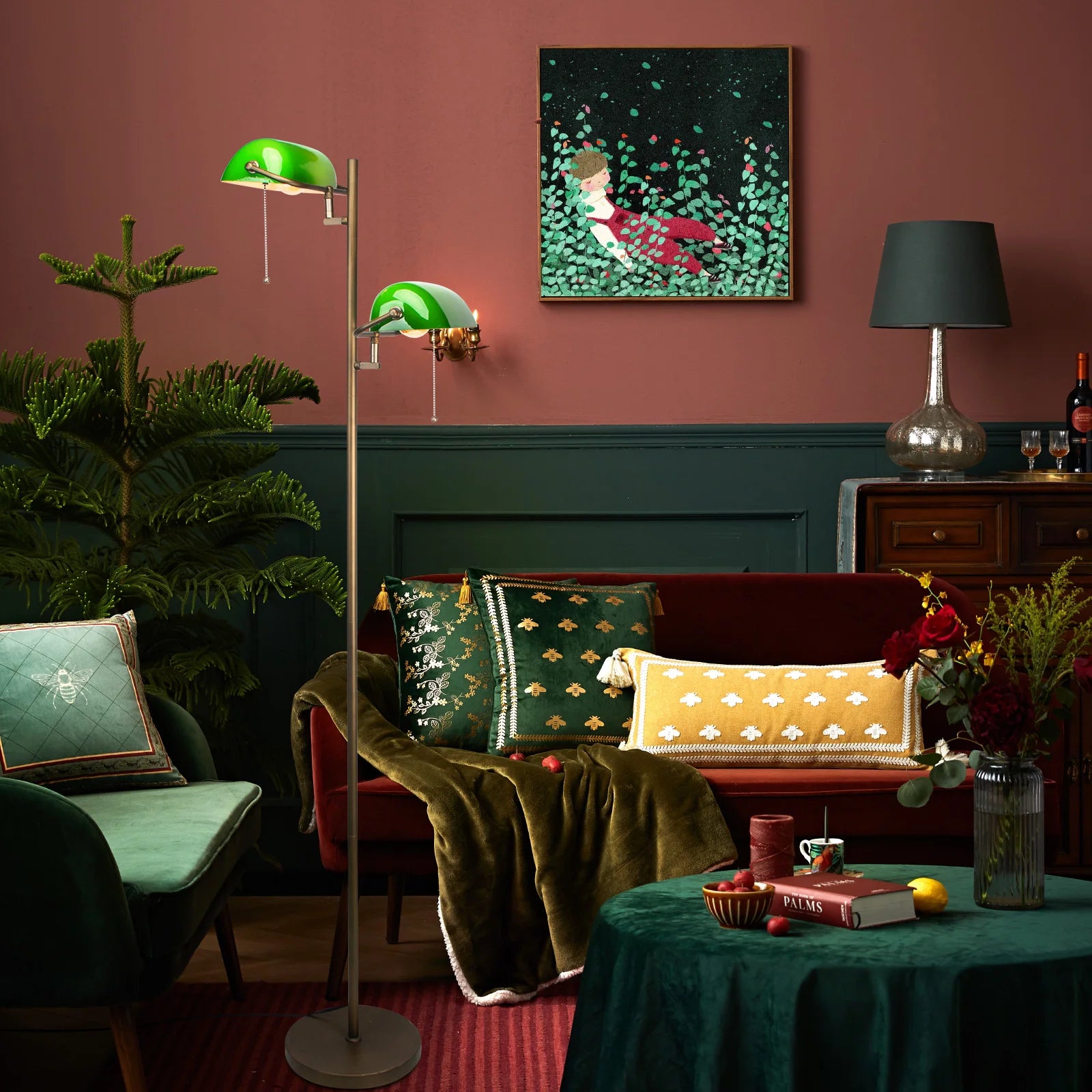 Lampadaire de Sol Banquier – Verre Émeraude & Laiton – NU.CASSA