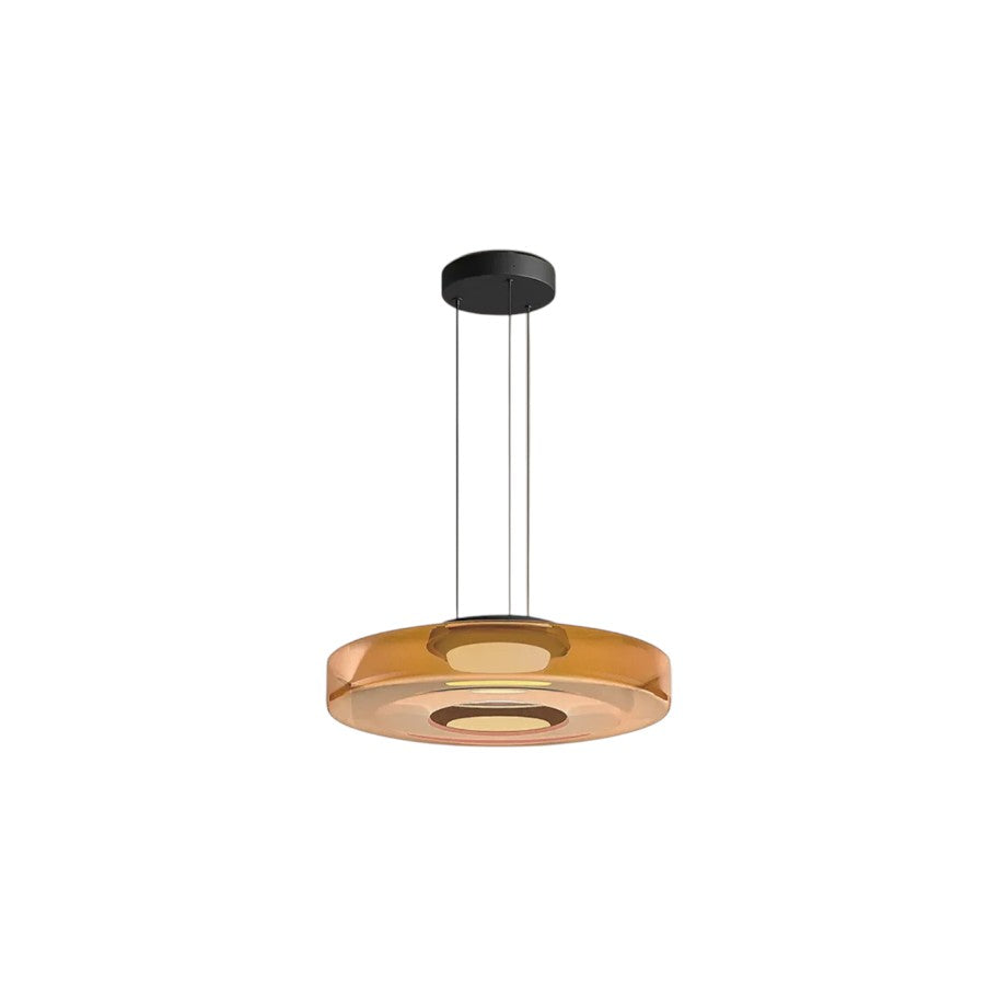 Lustre NU.CASSA Suspension Sculpturale en Verre Ambré et Éclat Minimaliste