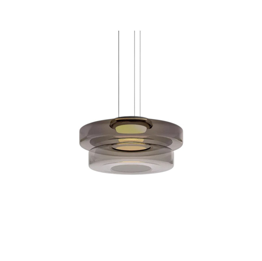 Lustre NU.CASSA Suspension Sculpturale en Verre Ambré et Éclat Minimaliste