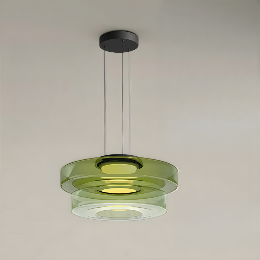 Lustre NU.CASSA Suspension Sculpturale en Verre Ambré et Éclat Minimaliste