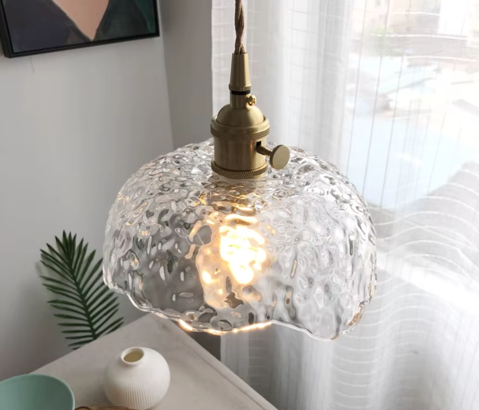 Suspension Scandinave en Verre Plissé Vert – NU.CASSA