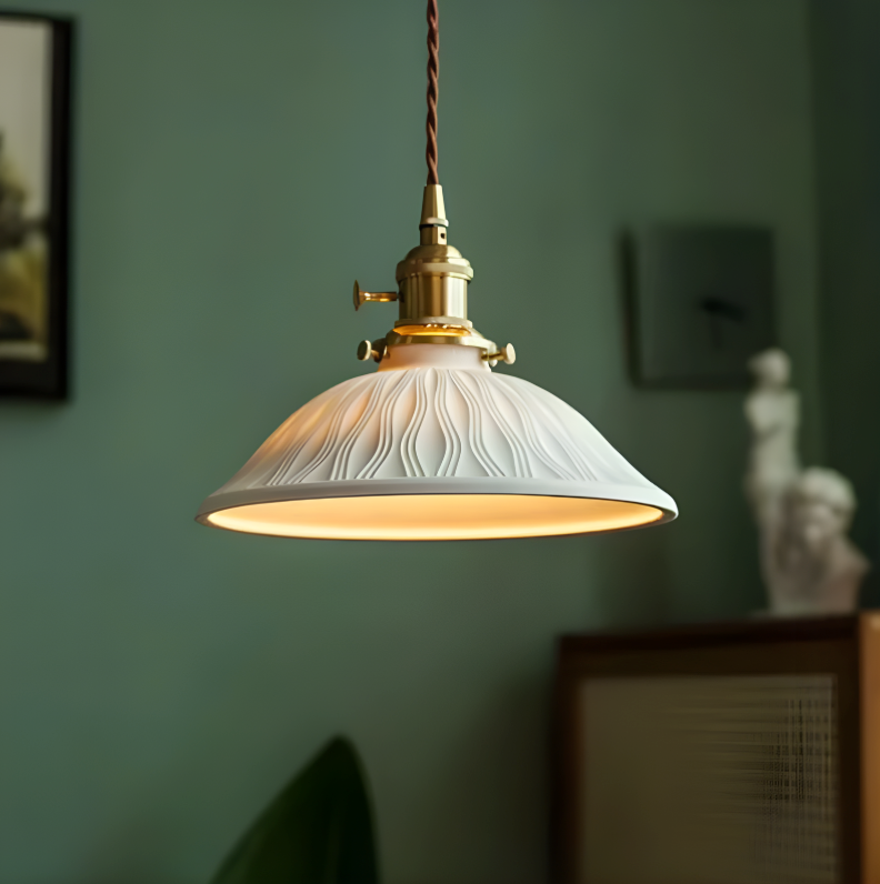 Grande Suspension Japandi en Céramique Blanche – NU.CASSA