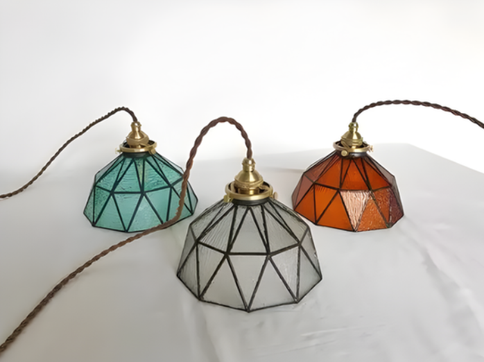 Suspension Géométrique en Verre Teinté Bleu Mer – NU.CASSA