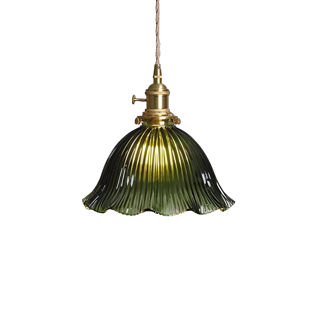 Suspension Scandinave en Verre Strié Vert – NU.CASSA