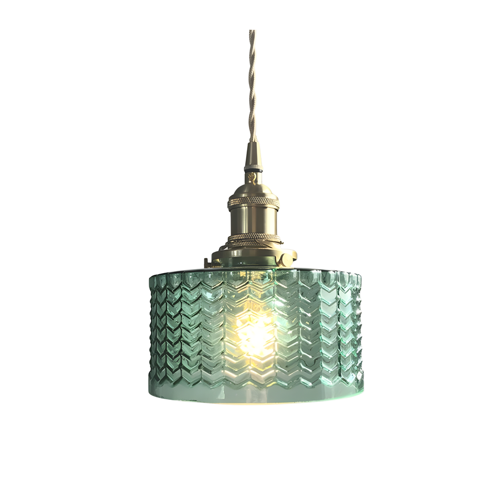 Suspension en Verre Ciselé Vert Menthe – NU.CASSA