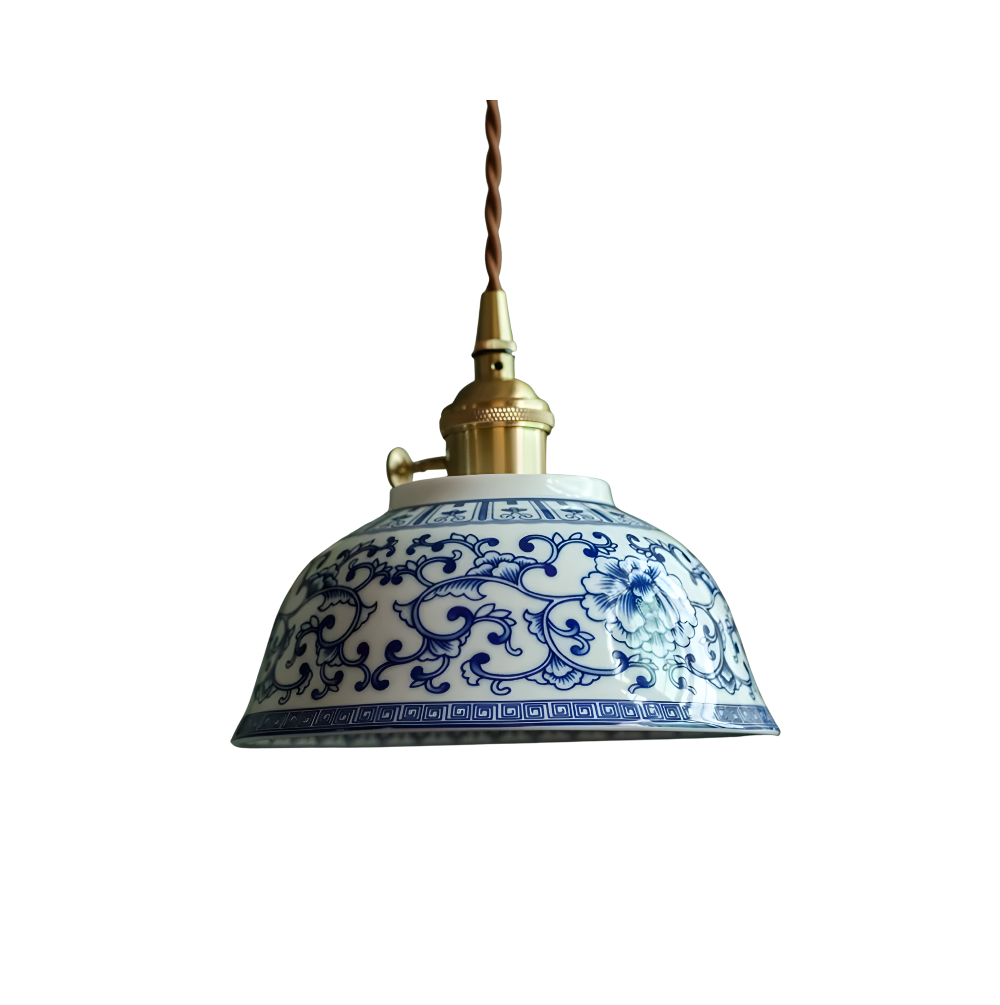 Suspension en Céramique Azur aux Motifs Floraux – NU.CASSA