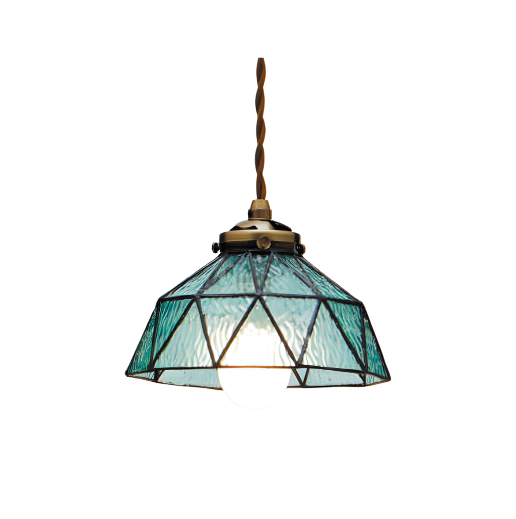 Suspension Géométrique en Verre Teinté Bleu Mer – NU.CASSA