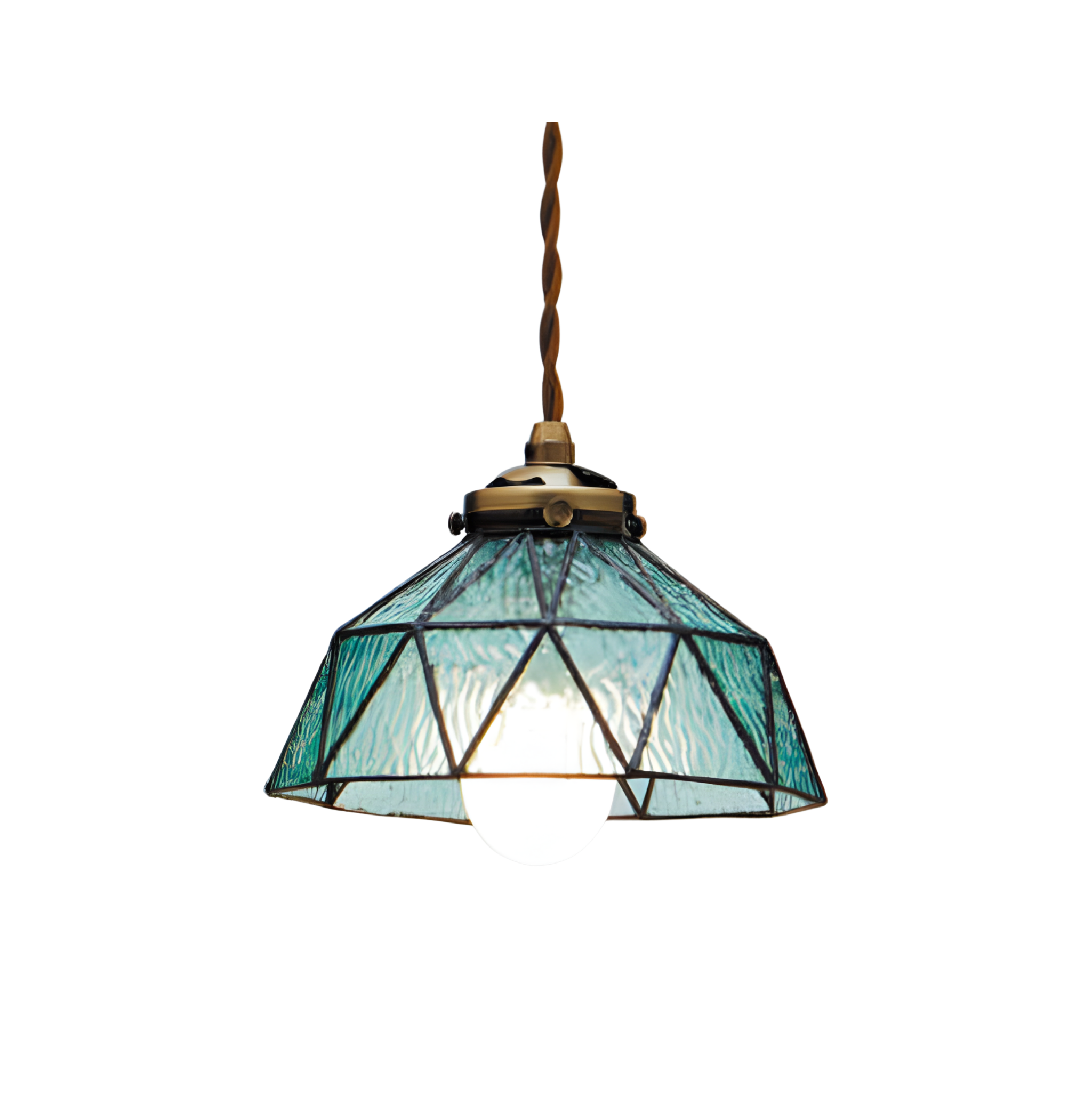 Suspension Géométrique en Verre Teinté Bleu Mer – NU.CASSA