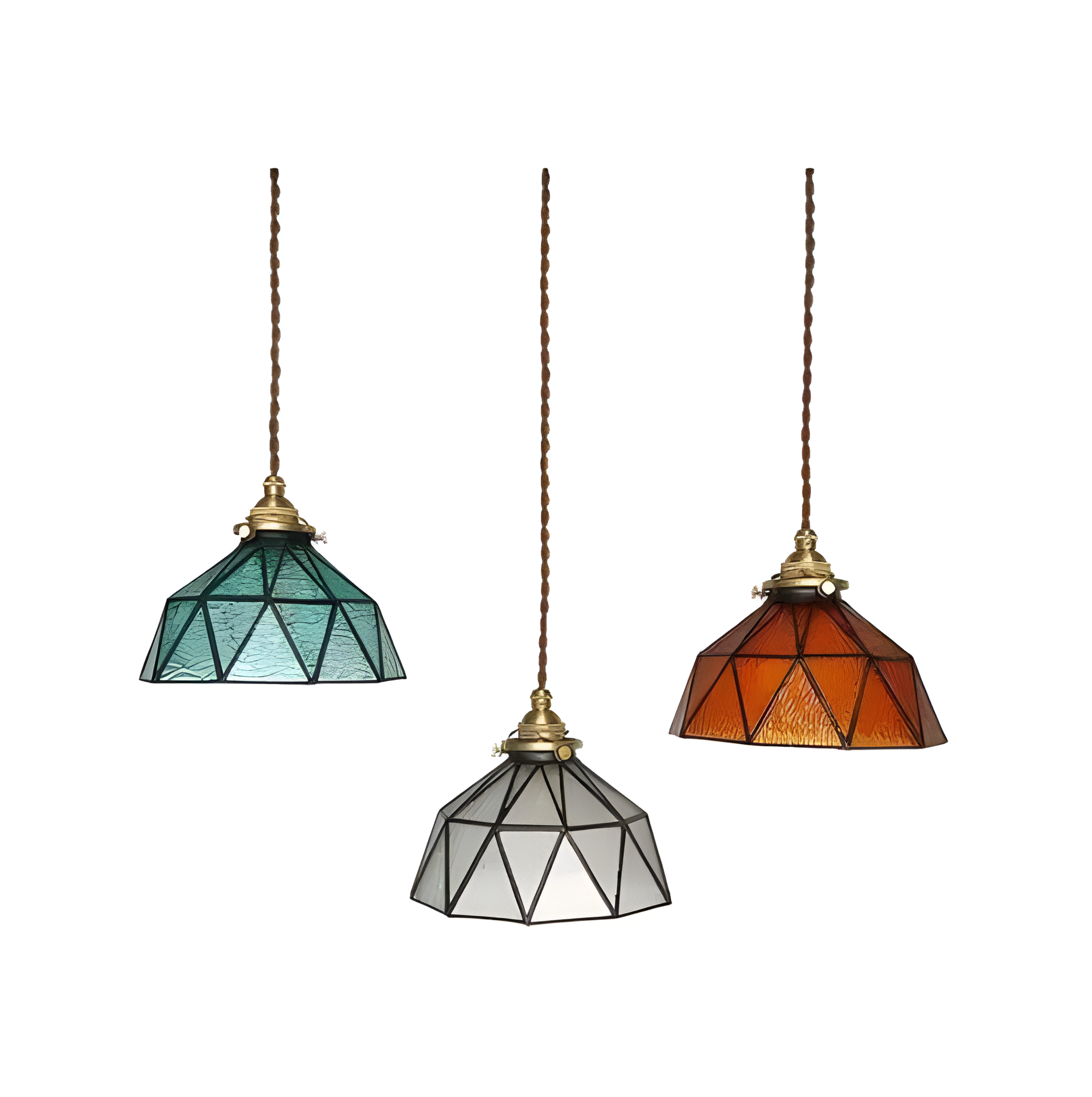 Suspension Géométrique en Verre Teinté Bleu Mer – NU.CASSA