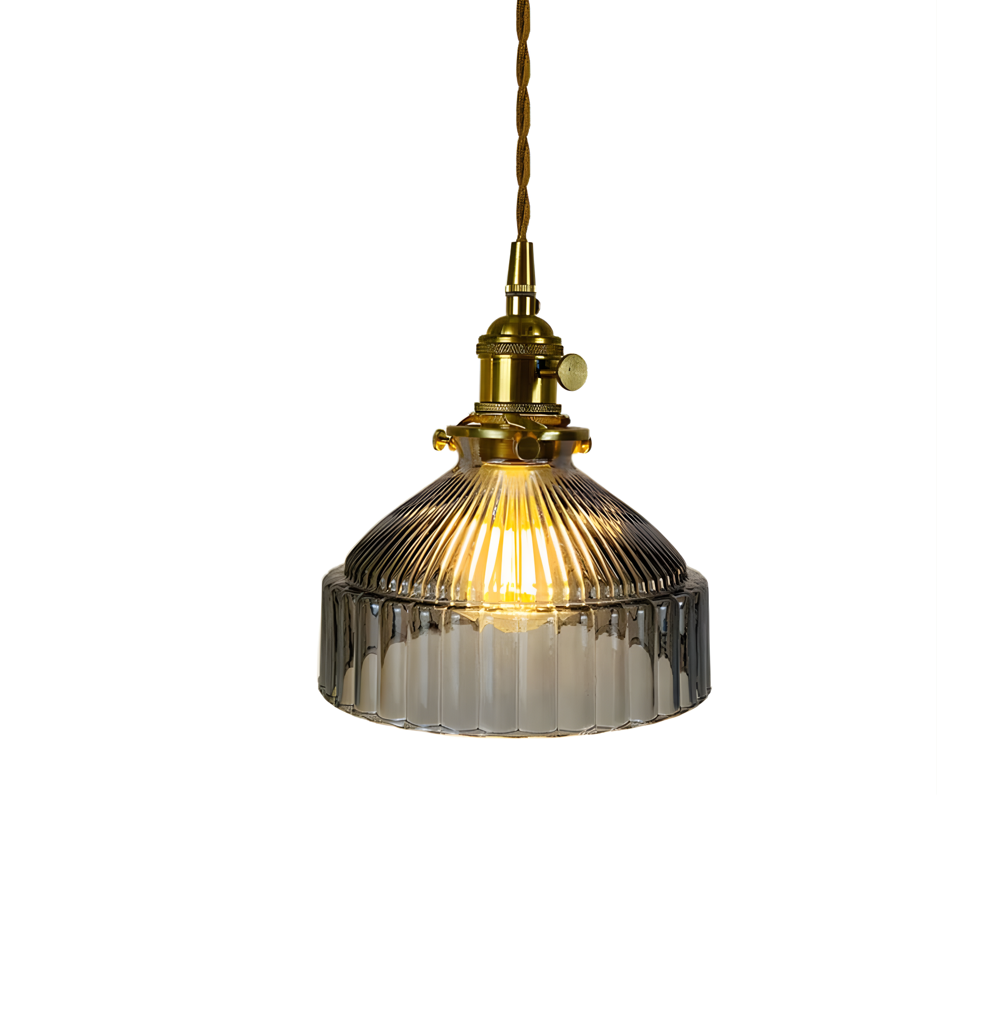 Suspension en Verre Strié "Émeraude" – Laiton & Vintage – NU.CASSA