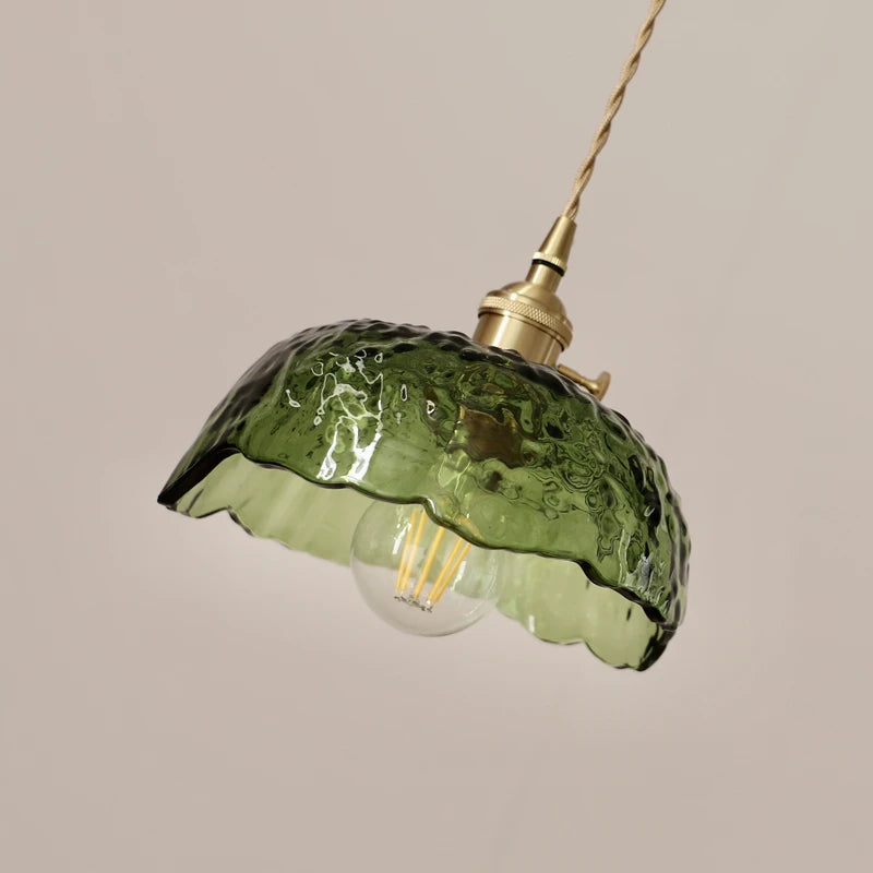 Suspension Scandinave en Verre Plissé Vert – NU.CASSA