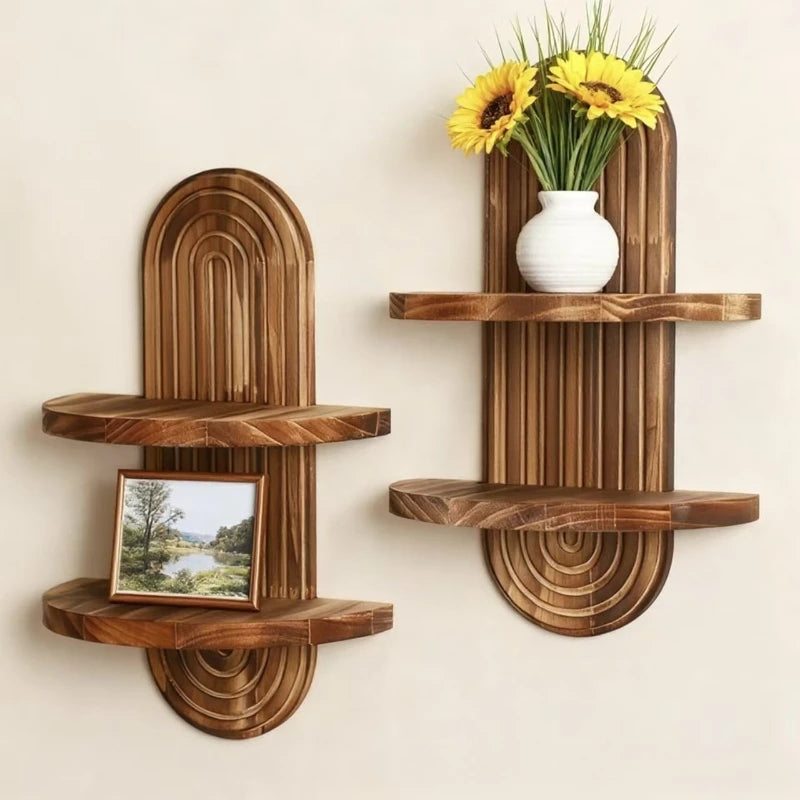 Étagère Murale Design Bois Massif - Déco Organique - NU.CASSA